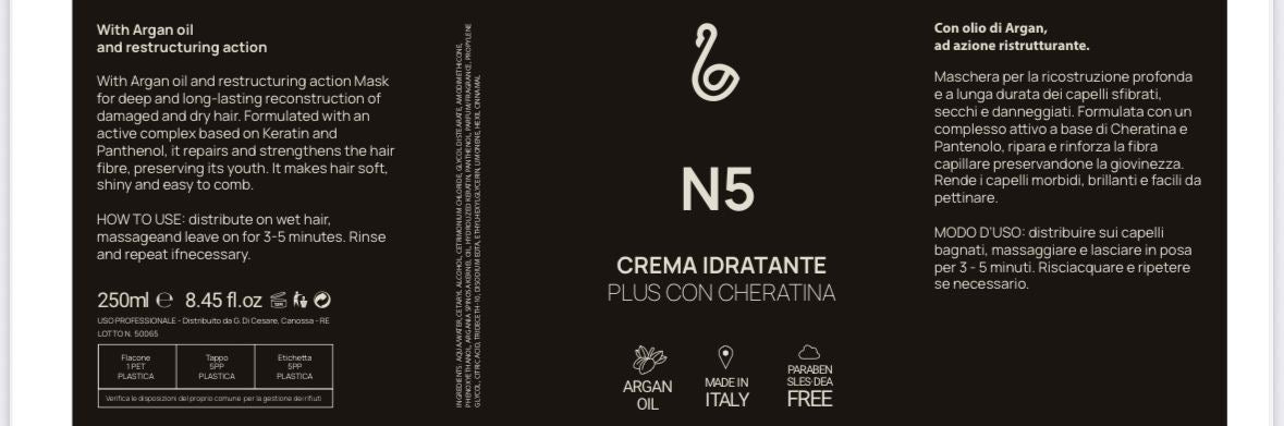 Crema idratante plus con cheratina professionale da 250 ml