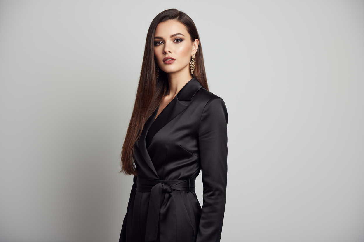 modella bellissima dai capelli lisci e mori