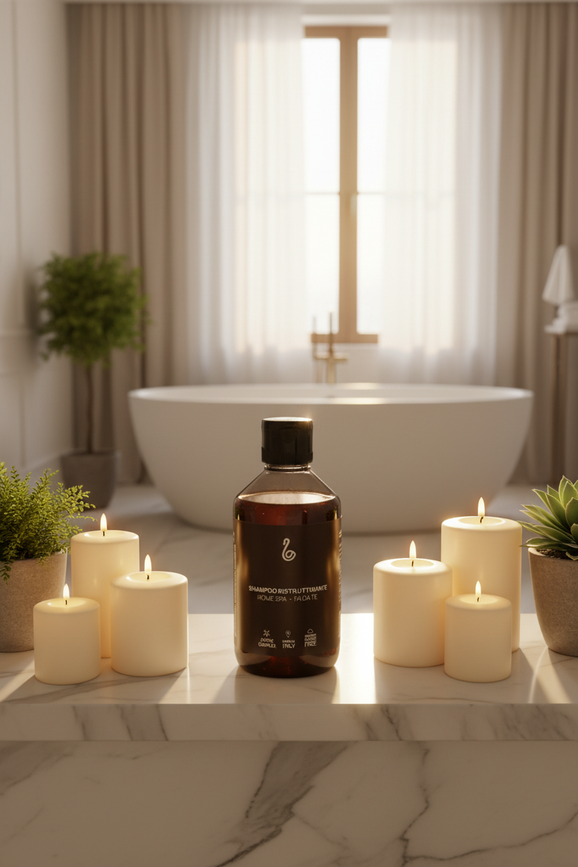 Shampoo Ristrutturante Cheratina Vegetale in bagno di lusso – esperienza spa