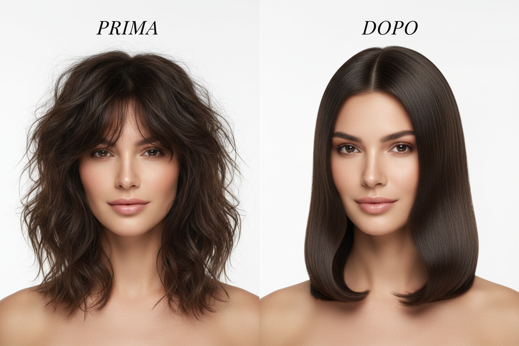 Immagine prima/dopo spray anticrespo