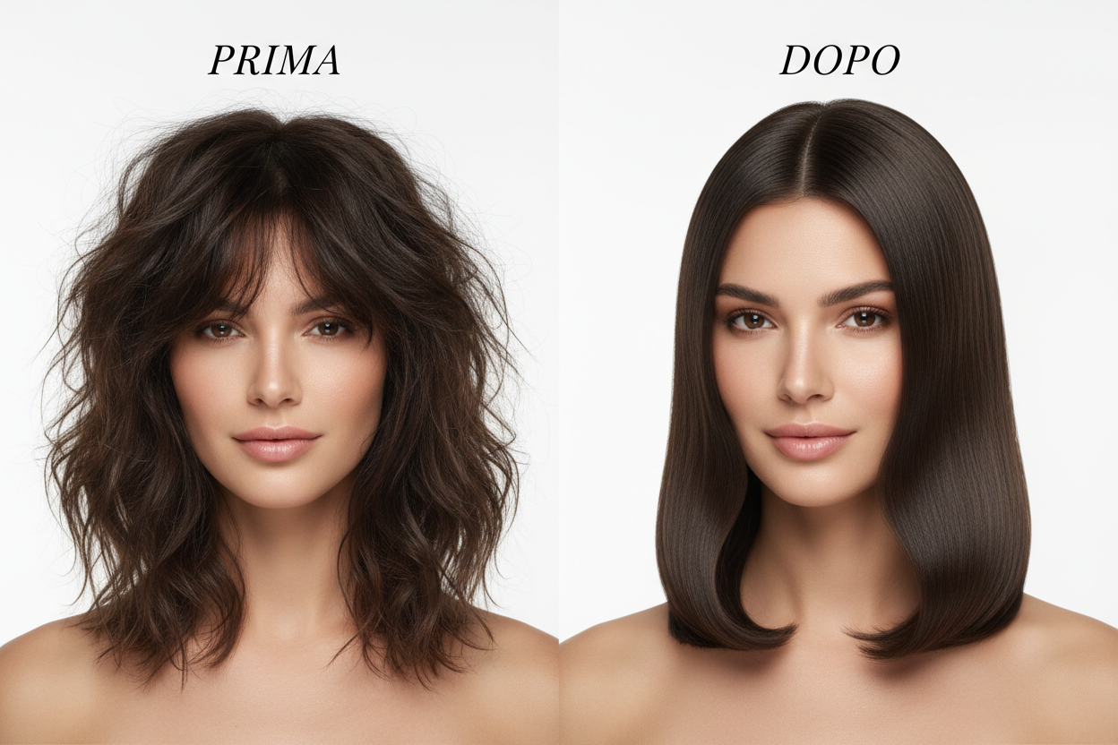 Immagine prima/dopo spray anticrespo